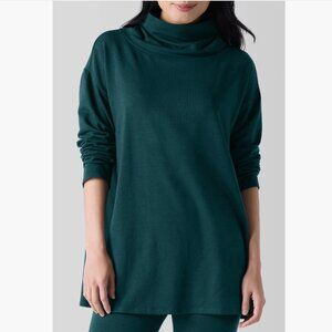 NWOT Eileen Fisher Drapey Funnel Neck Terry Tunic in Teal Medium Petite